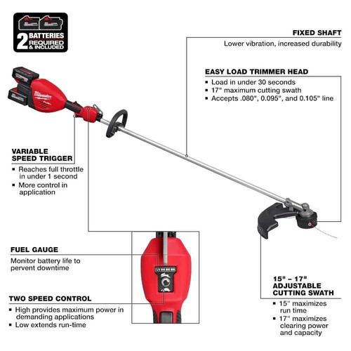 Milwaukee Straight Shaft String Trimmer 18V Brushless Cordless w/ 625 ft. Spool - Picture 6 of 11