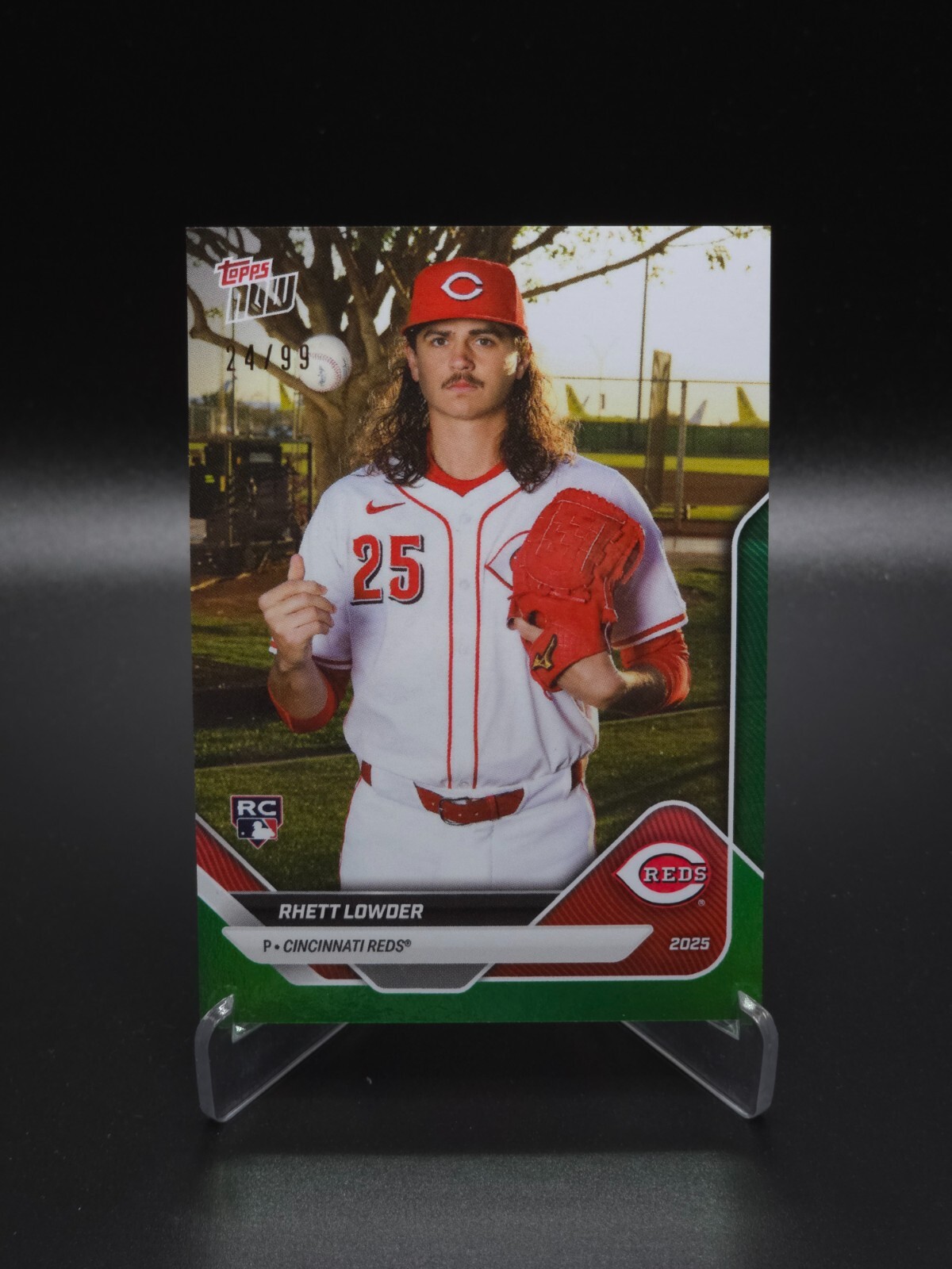 Rhett Lowder 2025 Topps Now Road To Opening Day SP Cincy Reds RC Green #24/99