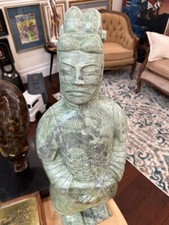 Very Large HAND CARVED Chinese JADE Sculpture TEMPLE Terracotta Warrior Statue