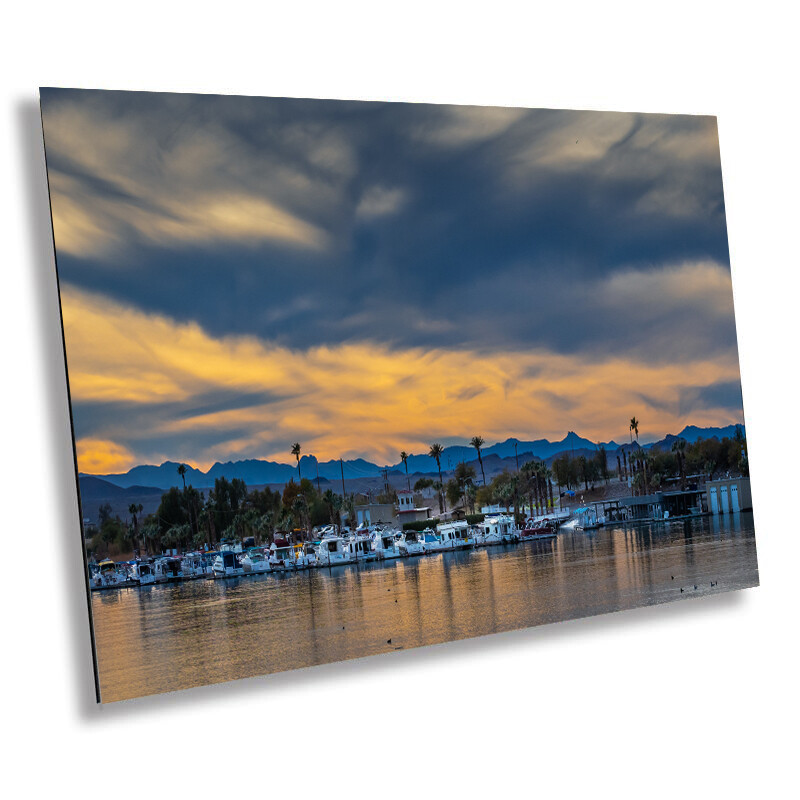 Vibrant Twilight: Lake Havasu Vibrant Sky Metal Canvas Print Arizona Wall Art