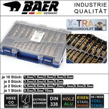 Extrembohrer Set BAER Spiralbohrer Metallbohrer Edelstahl 1-10 x 0,5 (87-teilig)