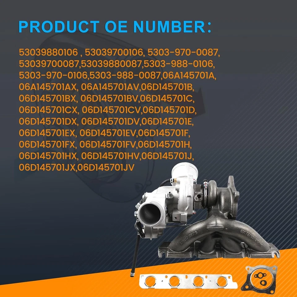 Turbocharger for Audi A4 A6 2.0T B7 BUL BWE BGB K03 2005 2007 2008 2006 Turbo - Image 2 of 4