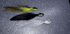 3 Preacher Jigs - 5" Bucktail Hair Jigs 1/2 oz for Bass, Northern, Stripers 