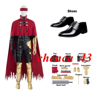 FF7 Vincent Valentine Top Pants Cosplay Outfit Full Sets Men's Handmade Costume