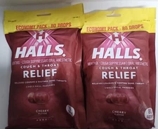 Halls ECONOMY PACK Cherry Cough & Throat Relief 80 Cough Drops - NEW