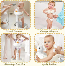 Baby Shower Stand with Anti-slip Base Portable Bath Helper Baby Free Mother Hand