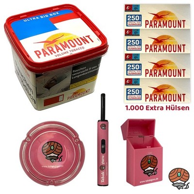 Paramount Volumentabak Ultra Big Box 480g, Extra Hülsen, Glasascher, Glasascher,