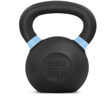 Yes4All 35 lbs Kettlebell Powder Coated Cast Iron with Wide Handle  Flat Bottom