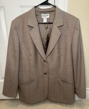 Vintage Pendleton Women  s 100 Virgin Wool Plaid Blazer Jacket Brown 16W USA