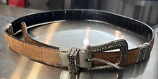 Brighton Reversible Black to Brown Alligator Print Leather Belt Size ML 32 43102