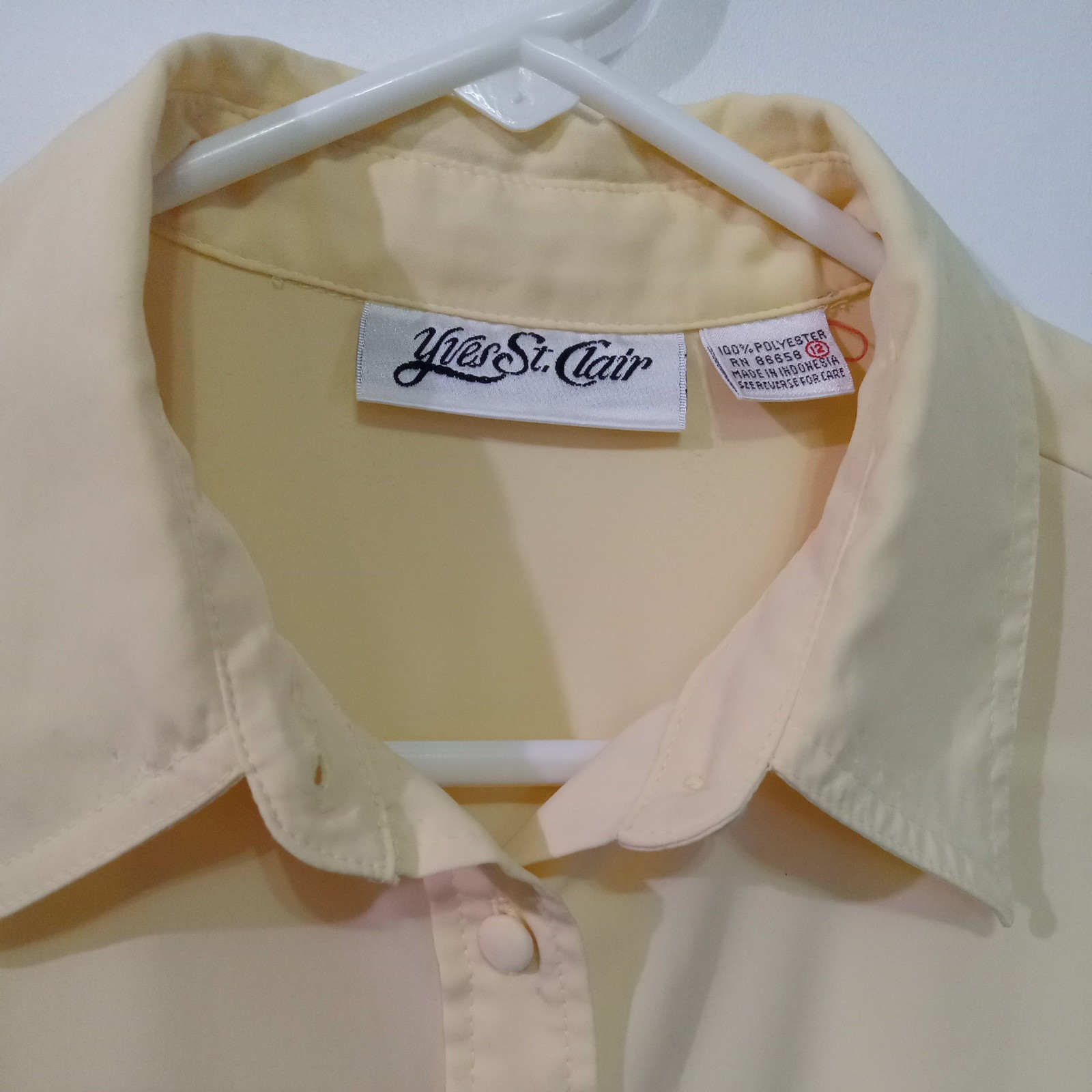 SAINT LAURENT Camicetta donna Yves St Clair taglia 12 con bottoni spalline GIALLO PALLIDO