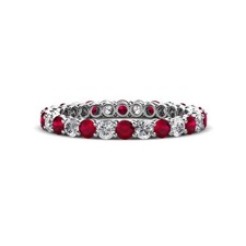 Sterling Silver 925 Ruby Round 2.00mm Full Stackable Eternity Band Ring