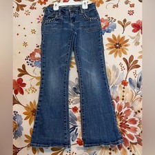 Vintage Y2K Mudd Girls 8 Rhinestone Girlhood Flare Casual Spring Denim Jeans
