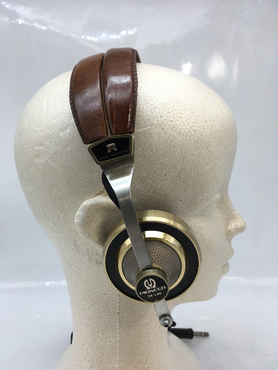 Pioneer SE-L40 Vintage Stereo Headphones Brass & Leather Tested