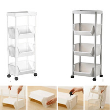 4 Tier Storage Trolley Cart on Wheels Kitchen Bathroom Laundry Rolling Rack