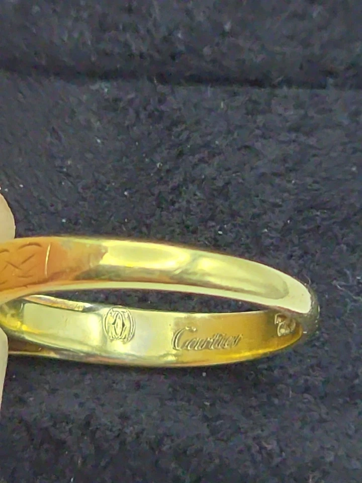 Anillo solitario vintage de diamantes Cartier de oro amarillo de 18 quilates para mujer talla M de 3,22 gr Foto 4 de 4