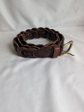 Braided Leather Belt, Brown, Size Small, Gold Buckle, Used