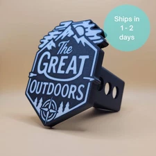 The Great Outdoors Trailer Hitch Cover – Fits 2 Inch Receivers, Black & White 3D