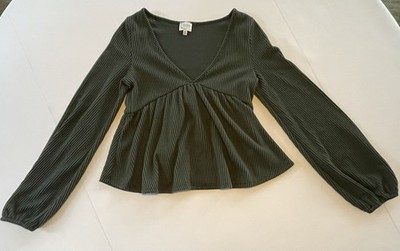 Francesca s Blue Rain Babydoll knit top