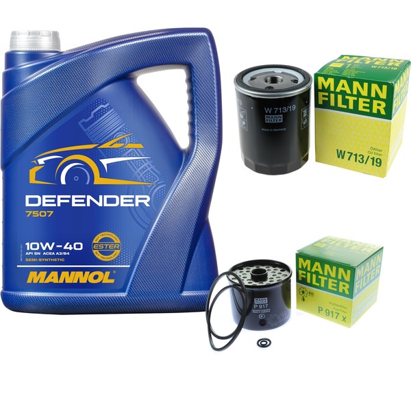 Inspektionspaket 5L Mannol Defender 10W-40 FüR Ford Fiesta Kasten 1.8 D Escort-image
