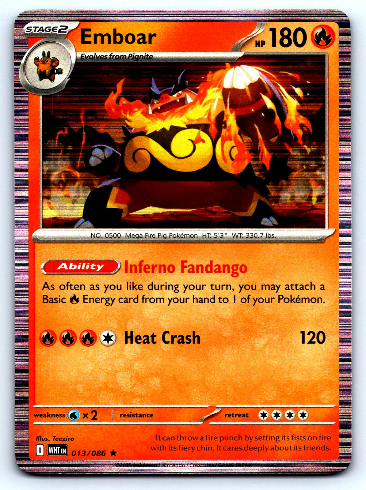 Emboar White Flare #13 Normal NM Pokemon Card
