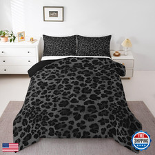 Feelyou Leopard Bedding Set For Kids Boys Girls Black Gray Animal Print