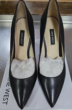 NIB: Nine West Trendz Black Leather Tapered Heel Dress Pump - Sz 7M