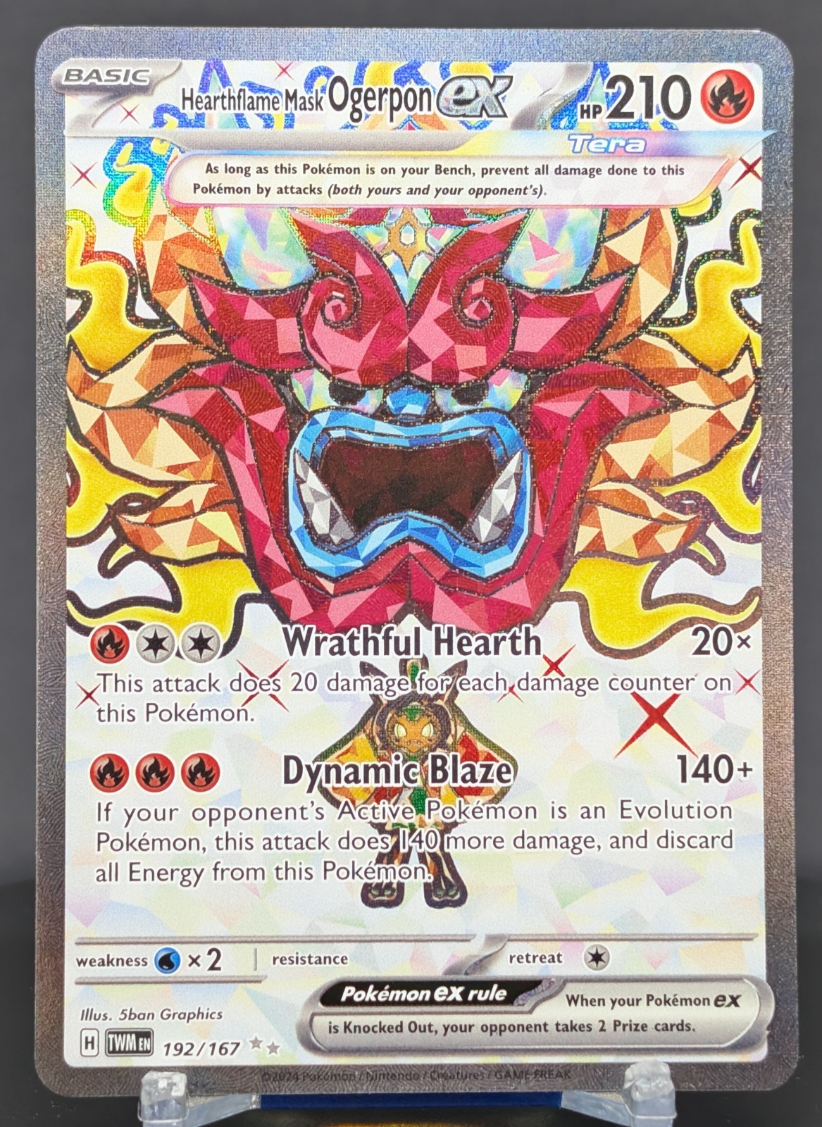 Pokemon Hearthflame Mask Ogerpon ex #192/167 En Twilight Masquerade Ultra Rare