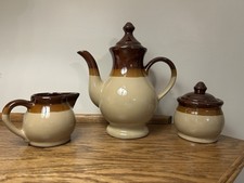 3 Tone Stoneware Tea Set   Tea Pot With Lid, Creamer,  Sugar Bowl With Lid  