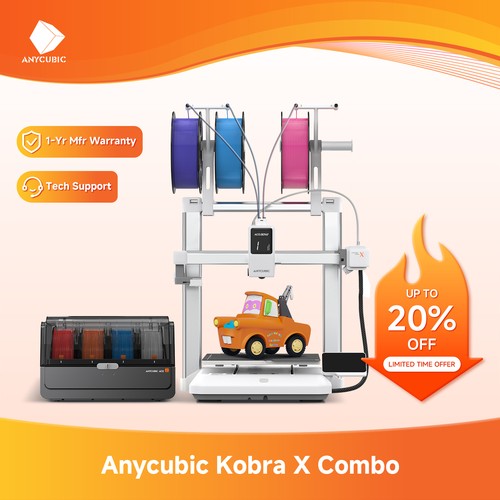 【NEVER USED】ANYCUBIC Kobra X Combo 3D Printer 7 Color Printing Soft & Hard