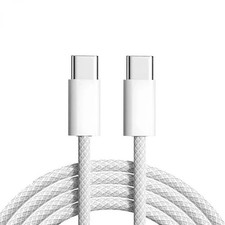 Braided C-TYPE-C WHITE Charging Data SYNC Charger Cable Cord Fast Ship