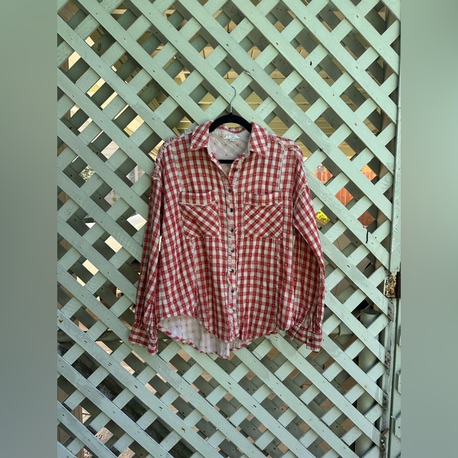 In loom gingham button down top - image 1