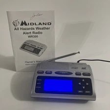Midland Public Alert Weather Radio WR-300 w/ AC Power Adapter & Manual - Nice!