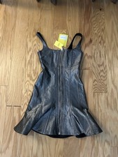 Marc Jacobs The Bustier Fluted Silver Reflective Dress Size 0