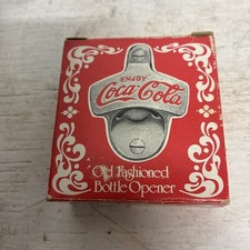 Coca-Cola Old Fashioned Bottle Opener Wall Mount Original Box with Screws Unused