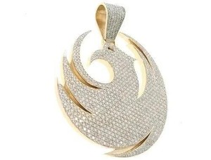 Authentic Real Moissanite 3Ct Round Cut Birds Men's Pendant 14k Yellow Gold Plated Silver