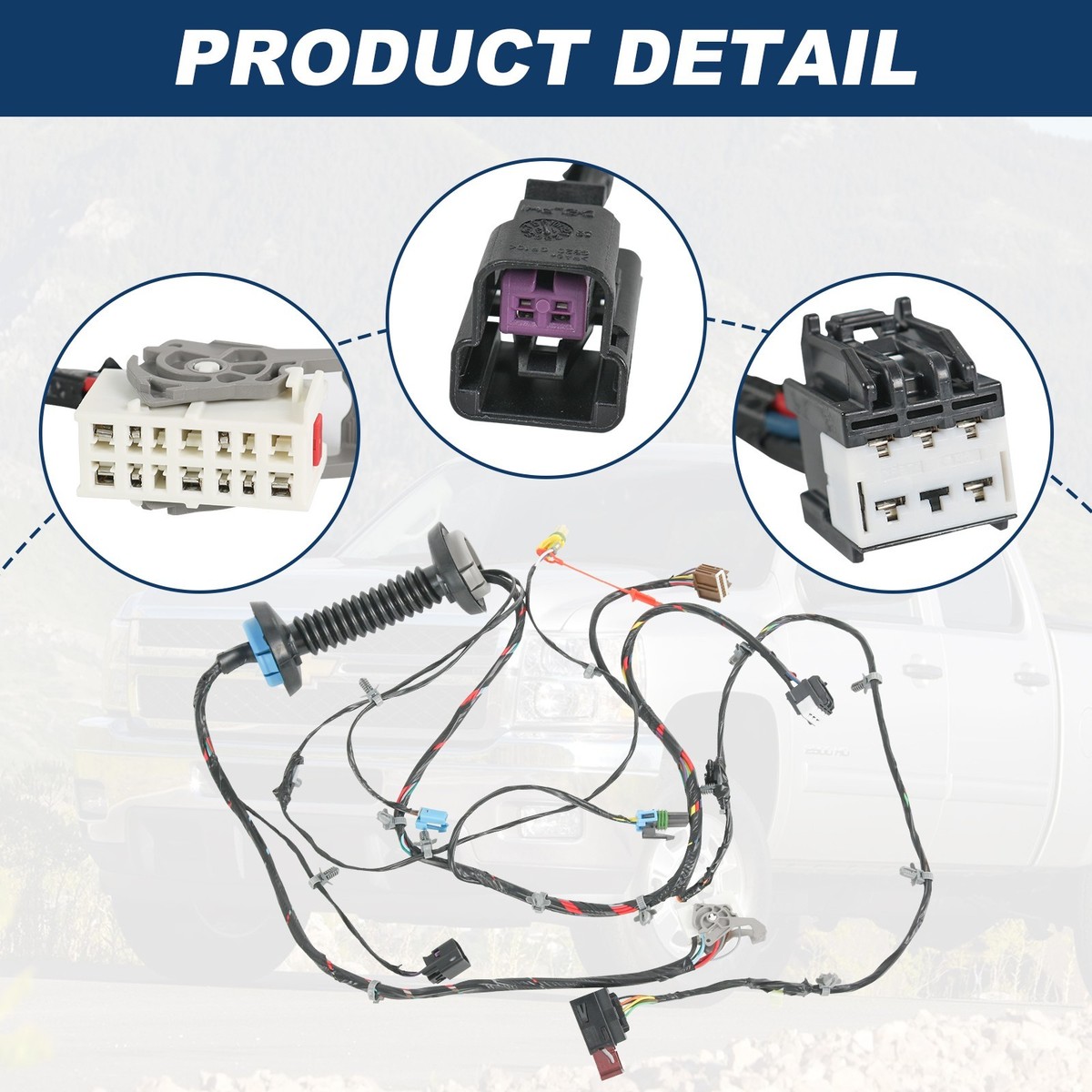 Chevy Silverado GMT800 late door panel wiring connector layout with T20 Torx screw and dual-gray-tab connector