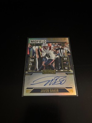 Javon Baker 2024 Panini Contenders Midfield Ticket /50 RC Auto Patriots 142