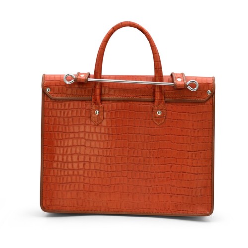 Bolso de Música de Cuero Tradicional Hecho a Mano Naranja Óxido Estuche para Laptop Mensajero Bolso de Mano - Imagen 8 de 9