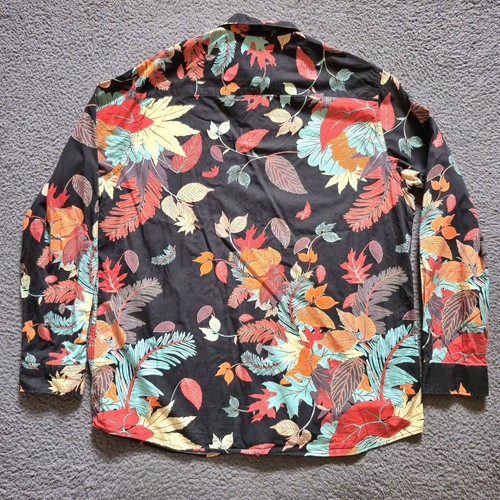 Joe Browns Shirt Mens XL Cotton Bold Floral Leaf Print Long Sleeve Fun Retro - Picture 11 of 11