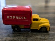 Vintage 50s Tin Litho Friction Box Truck Express Made in Japan 4" Working