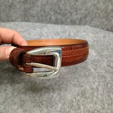 Brighton Women s Size 32 Brown Embossed Basket Weave Leather Belt Western