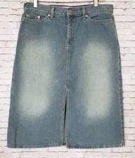 Gap Jeans Womens Denim Slit Skirt Size 10 Medium Wash Distressed 5 Pocket