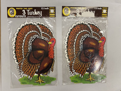 2 Packages 1982 Vintage  Thanksgiving Turkey 3 in a Sealed Package Beistle