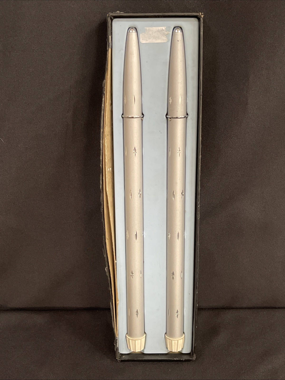 Vintage 1960's Ronson Varaflame Silver Starburst Gas Candles