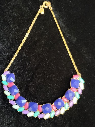 J Crew Beautiful Multicolor Acrylic Gold Tone Collar Necklace - Picture 19 of 20