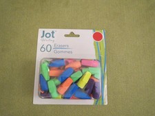 Jot Set of 60 Pencil Top Erasers, Multi-color, NEW   SEE NOTES