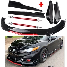 Front Bumper Lip Splitter Spoiler Body Kit + Side Skirt For Honda Civic Sedan