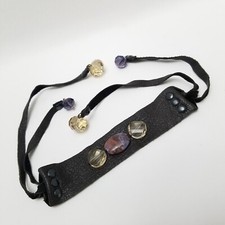Soft Leather  Gemstone Tie Bracelet with Glass Beaded Boho Ethnic Tribal