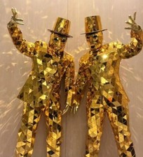 Man Mirror Costumes, Disco Ball Suit Mirror Man Performance Costume ,